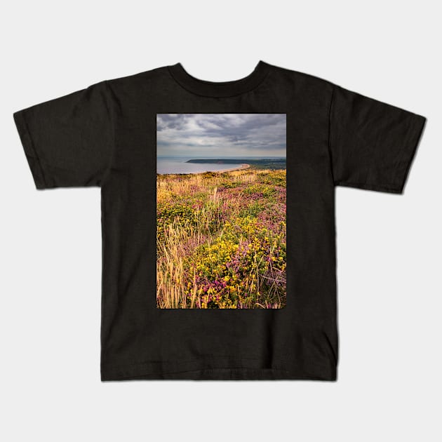 Oxwich Bay from Cefn Bryn, Gower Kids T-Shirt by dasantillo